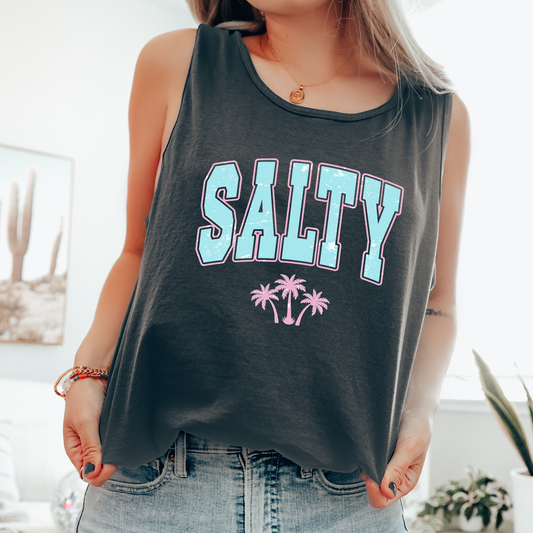 Salty, Palm Trees, Summer, Beach, Hot Girl Summer, Sunshine Comfort Colors Tank Top