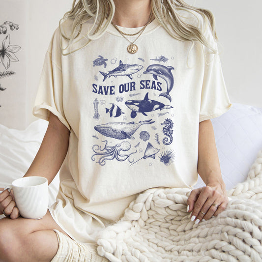 Save Our Seas, Vintage Comfort Colors Tshirt, Ocean Life, Nature Tee, Comfort Colors Tshirt