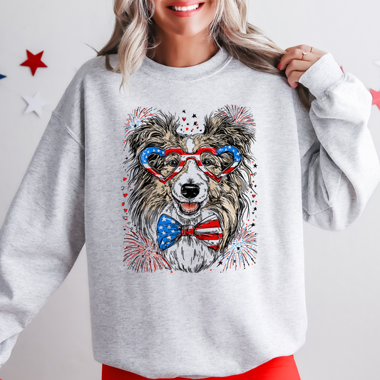 Sheltie, Shetland Sheepdog Patriotic Dog, USA, America, Pet Lover, 4th of July Sweatshirt