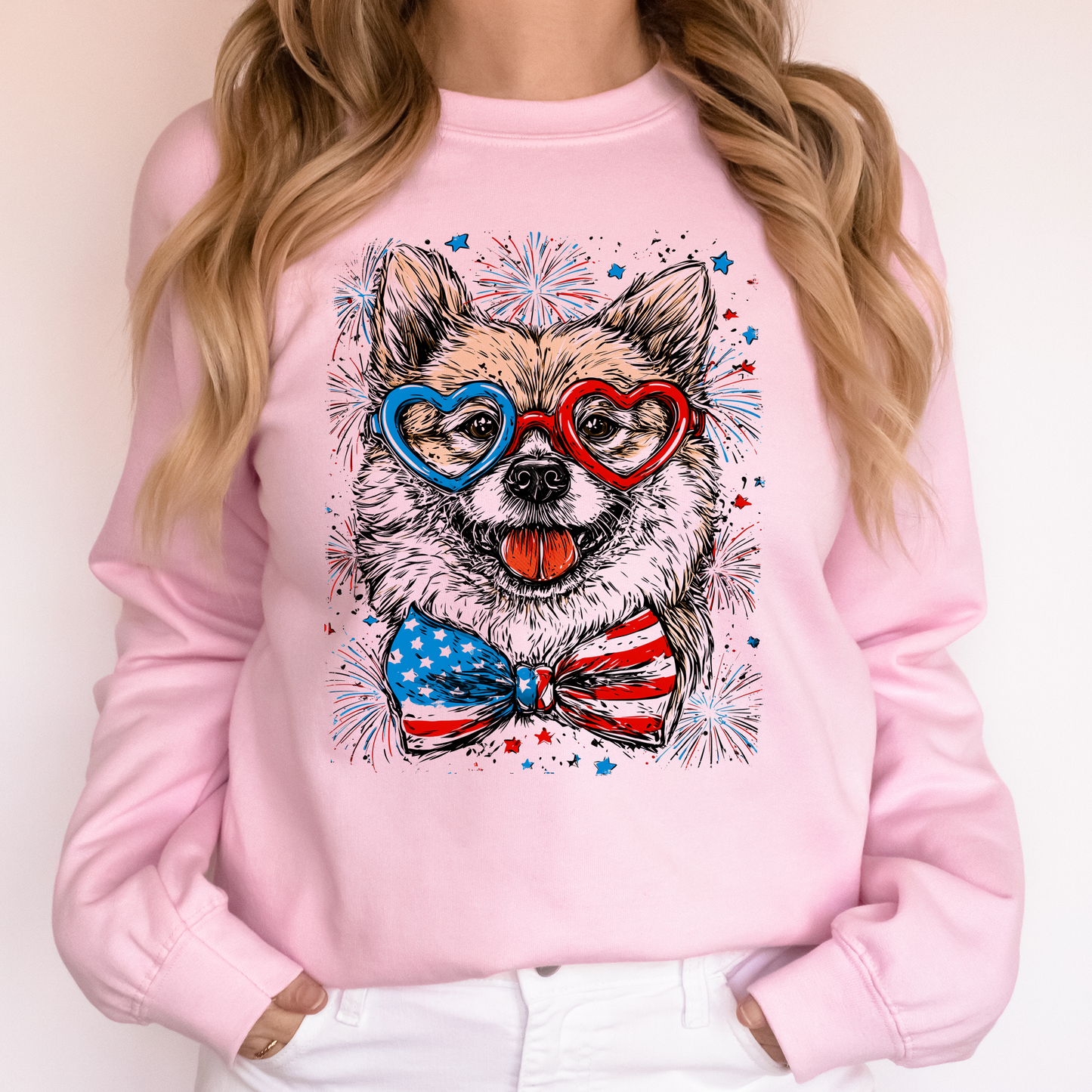 Shiba Inu Patriotic Dog, USA, America, Pet Lover, 4th of July Sweatshirt
