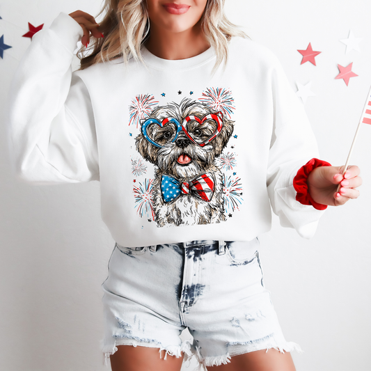 Shih Tzu Patriotic Dog, USA, America, Pet Lover, 4th of July Sweatshirt