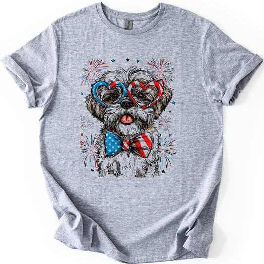 Shih Tzu Patriotic Dog, USA, America, Pet Lover, 4th of July, Soft Style T-Shirt