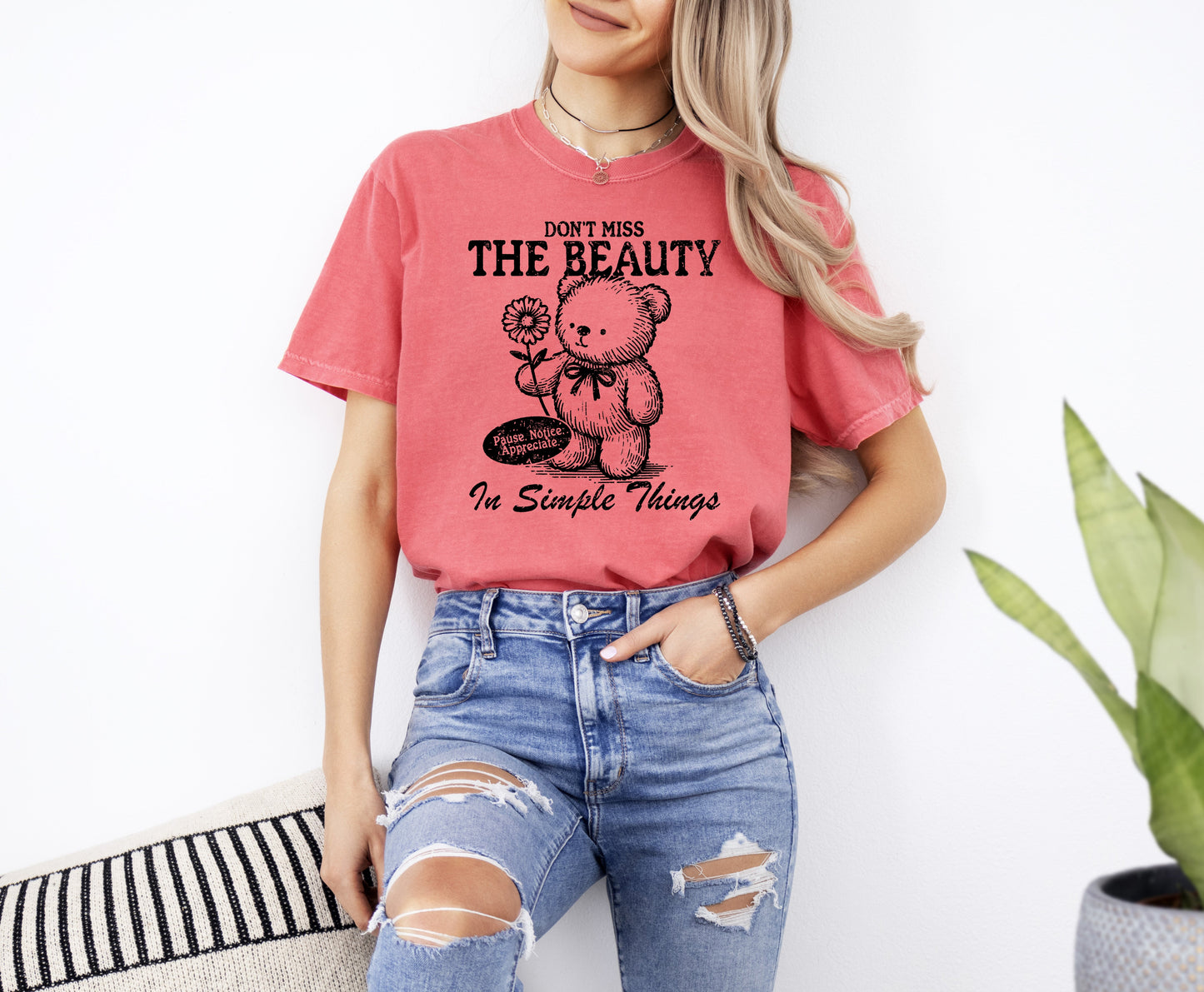 Simple Things, Beautiful, Teddy Bear, Mental Health, Meme, Aesthetic, Tshirt Comfort Colors T-Shirt