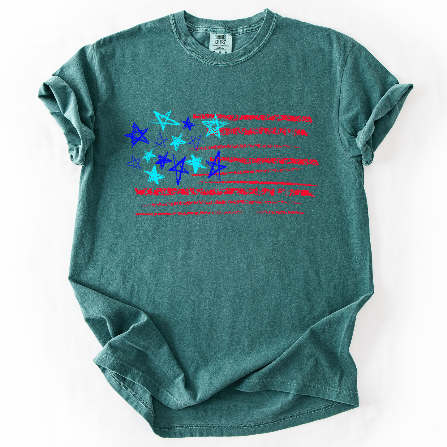 Sketched Flag, Fourth of July, America, Patriotic, USA, Comfort Colors T-Shirt
