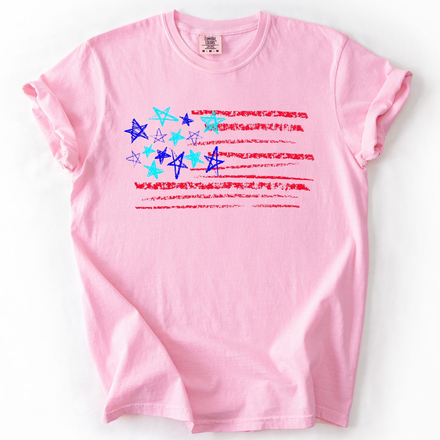 Sketched Flag, Fourth of July, America, Patriotic, USA, Comfort Colors T-Shirt