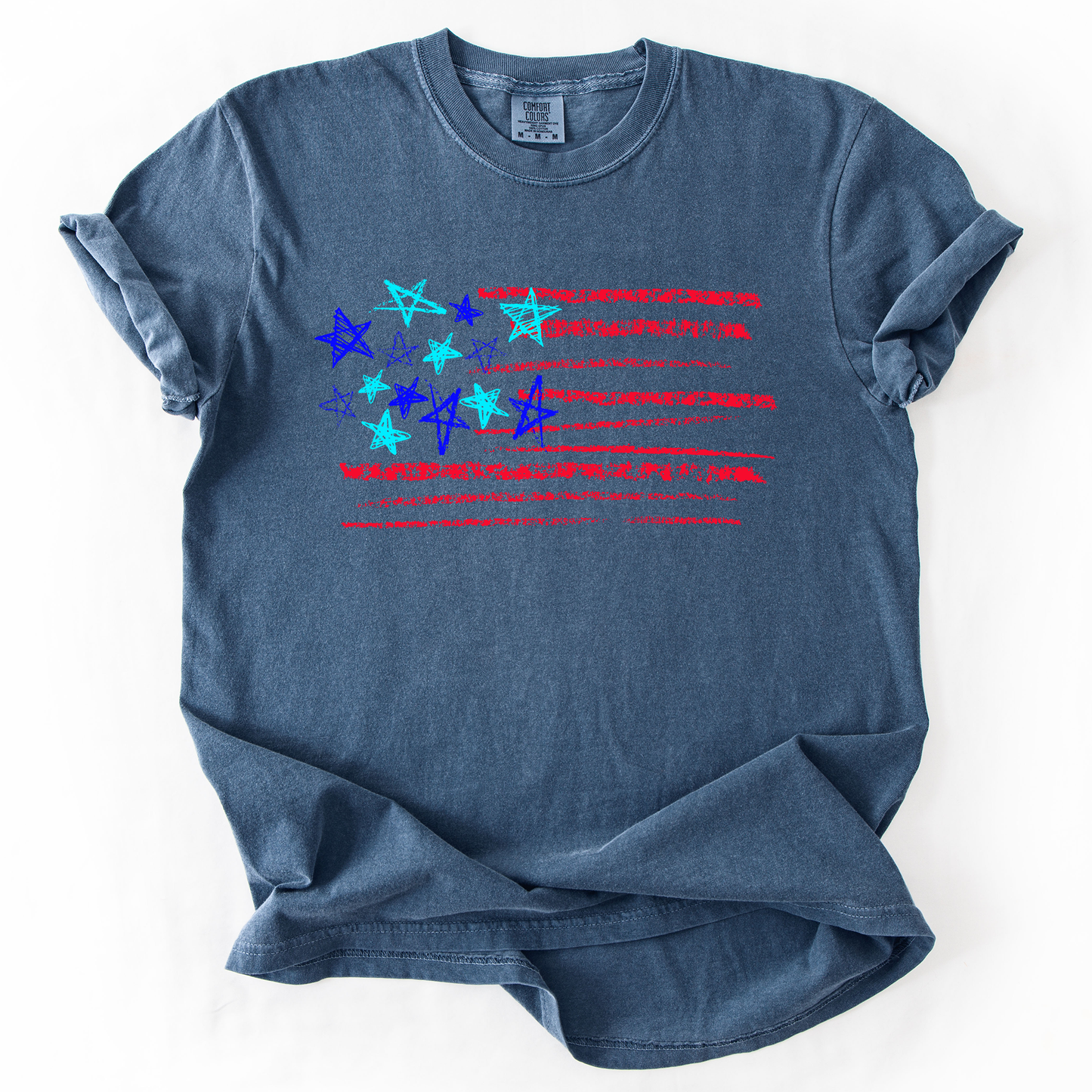 Sketched Flag, Fourth of July, America, Patriotic, USA, Comfort Colors T-Shirt