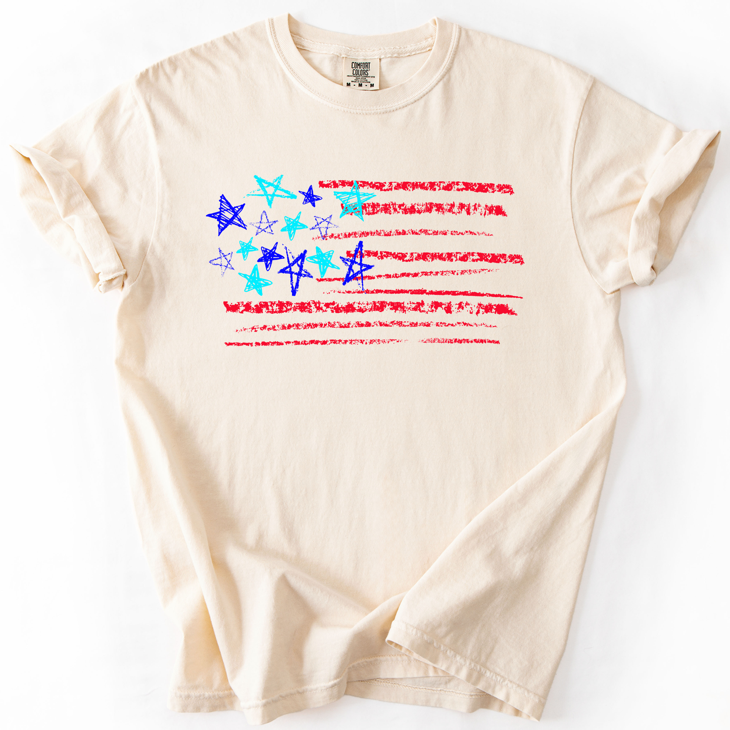 Sketched Flag, Fourth of July, America, Patriotic, USA, Comfort Colors T-Shirt
