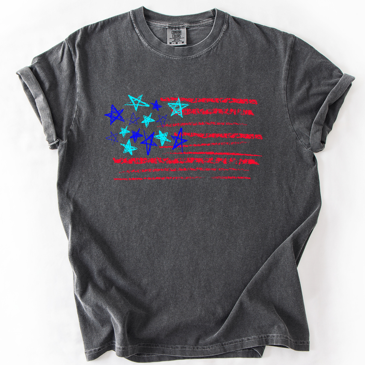 Sketched Flag, Fourth of July, America, Patriotic, USA, Comfort Colors T-Shirt