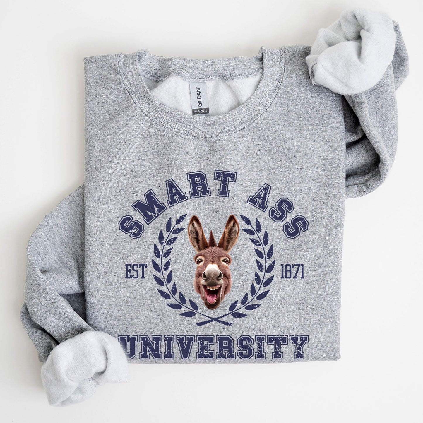 Smart Ass University Sweatshirt, Donkey, Sarcastic, College, Funny Meme