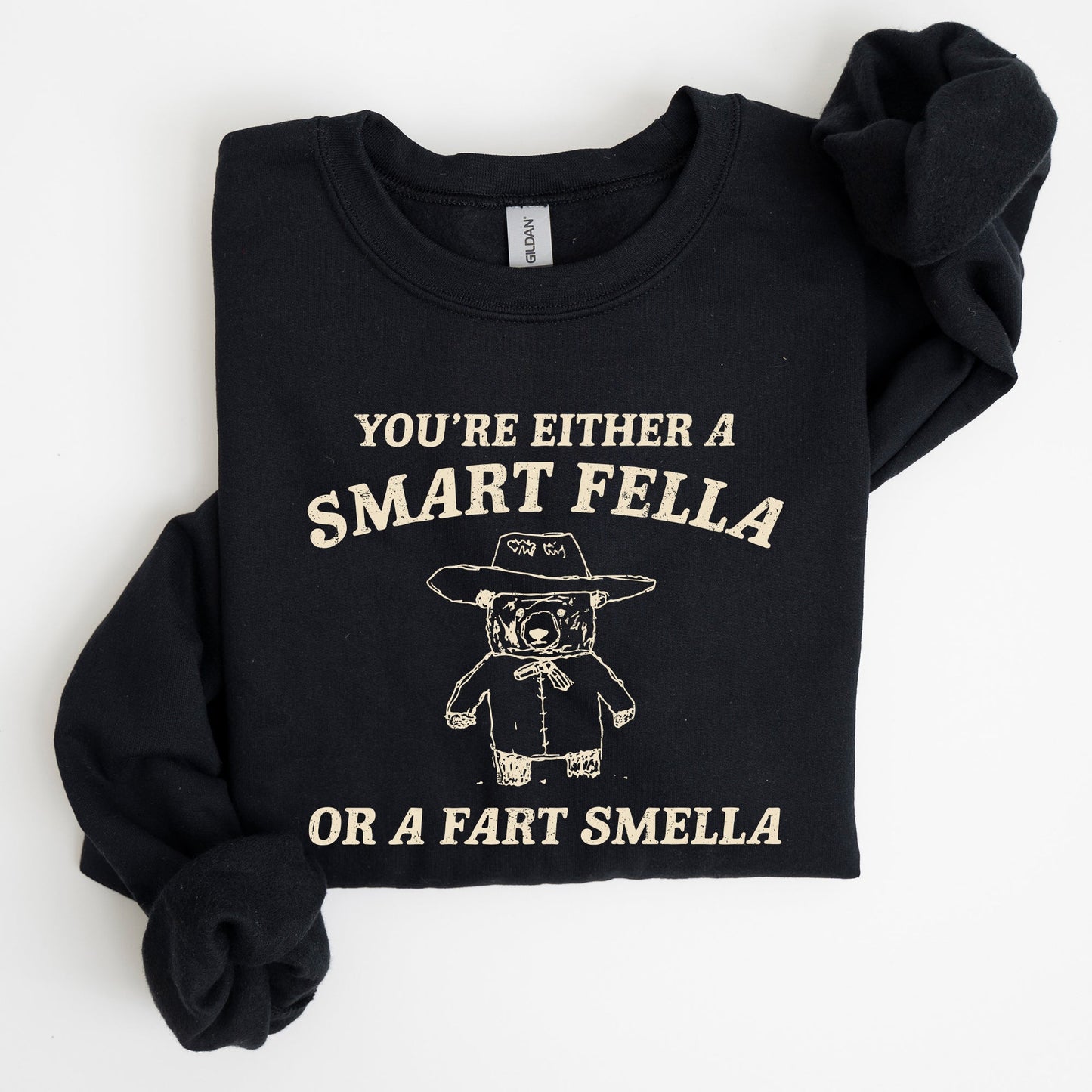Smart Fella, Fart Smeller, Funny Bear, Aesthetic Sweatshirt