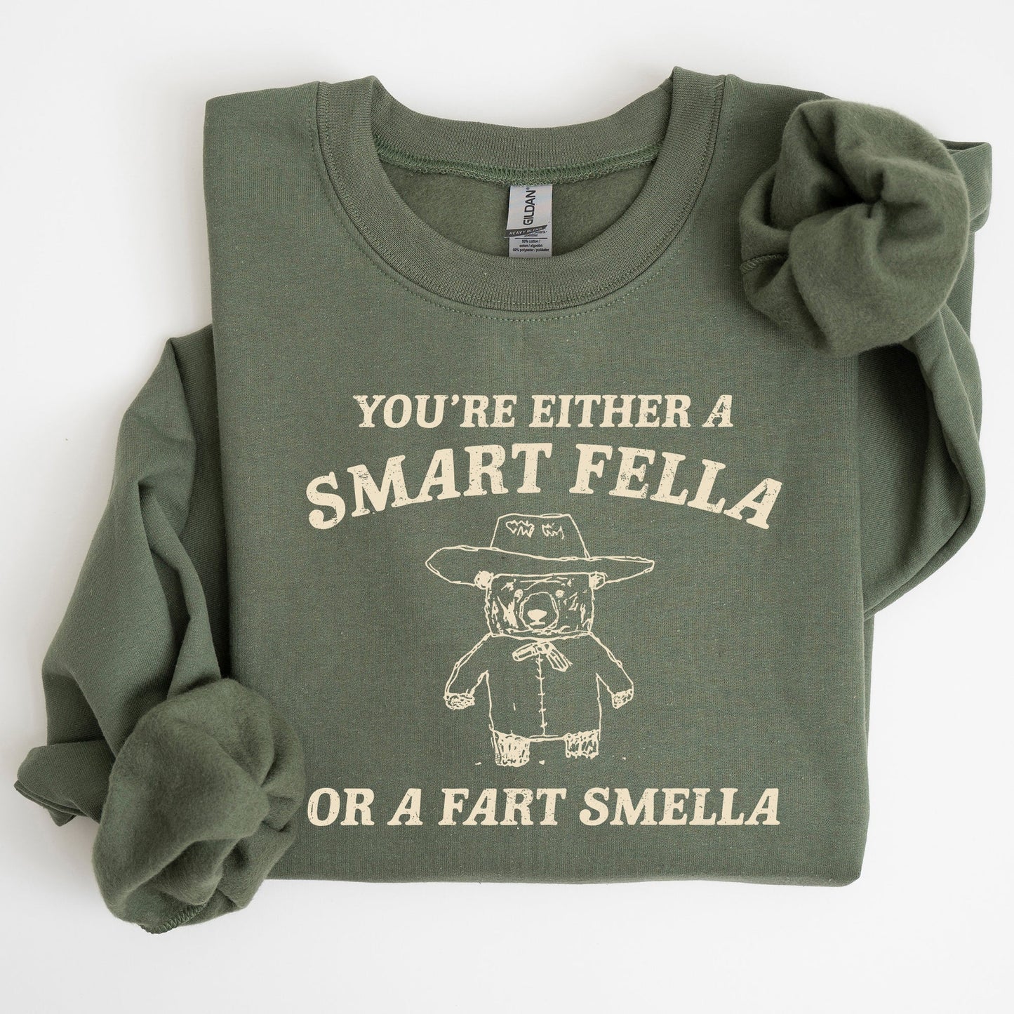 Smart Fella, Fart Smeller, Funny Bear, Aesthetic Sweatshirt