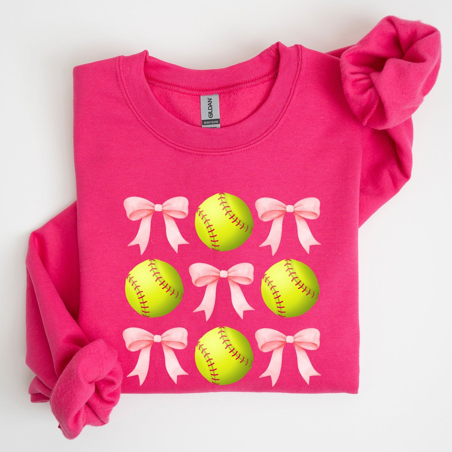 Softball, Pink Bows, Sports, Coquette Sweatshirt