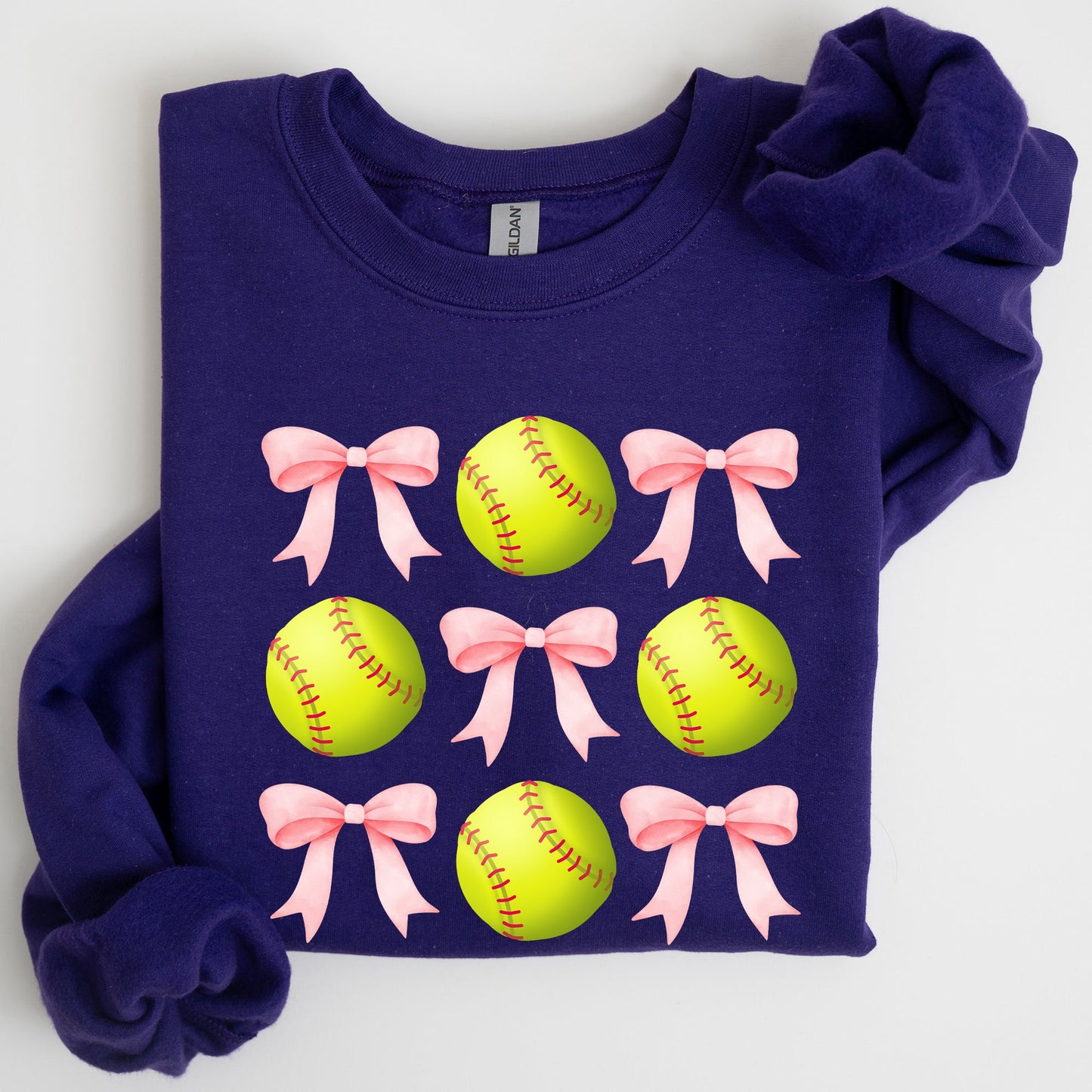 Softball, Pink Bows, Sports, Coquette Sweatshirt