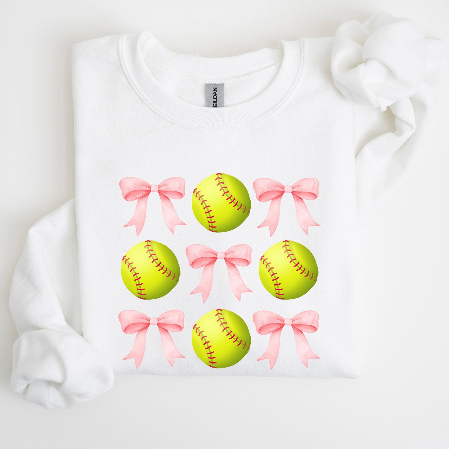 Softball, Pink Bows, Sports, Coquette Sweatshirt