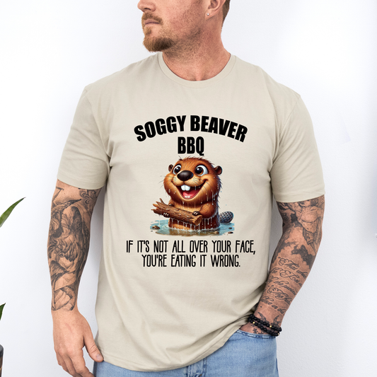 Soggy Beaver BBQ, Funny, Dirty, Father's Day, Husband, Guy Gift, Brother, Soft Style T-Shirt