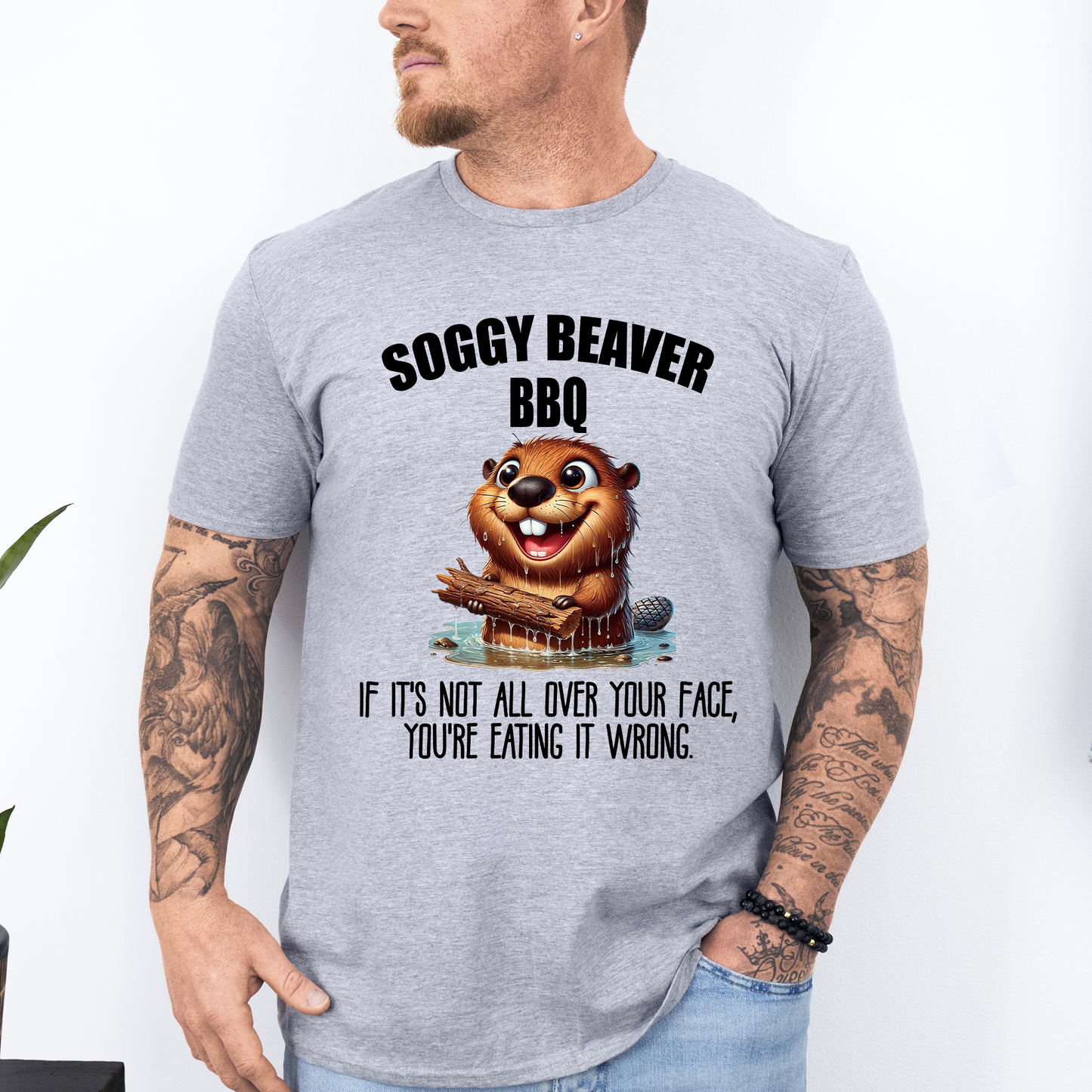 Soggy Beaver BBQ, Funny, Dirty, Father's Day, Husband, Guy Gift, Brother, Soft Style T-Shirt