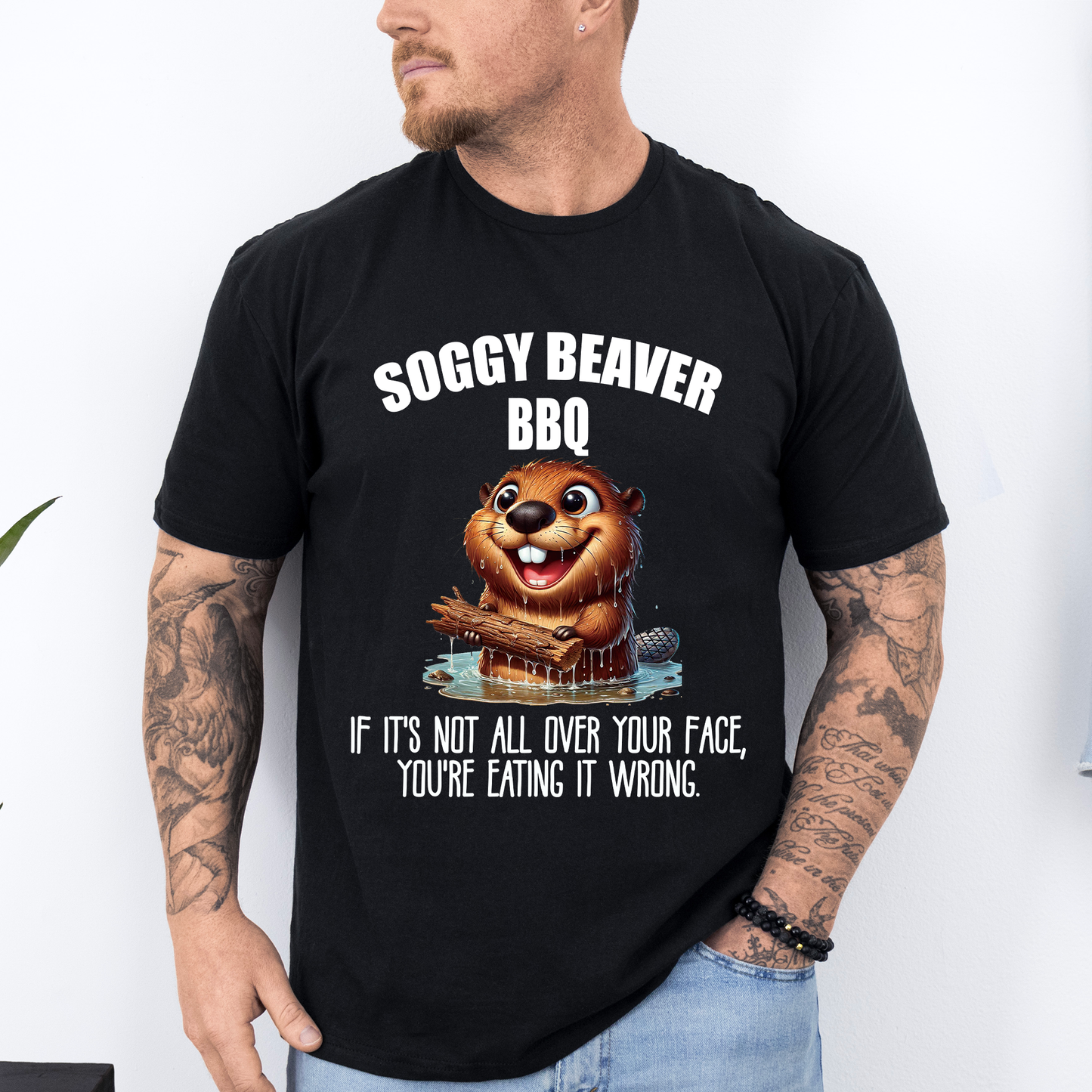 Soggy Beaver BBQ, Funny, Dirty, Father's Day, Husband, Guy Gift, Brother, Soft Style T-Shirt