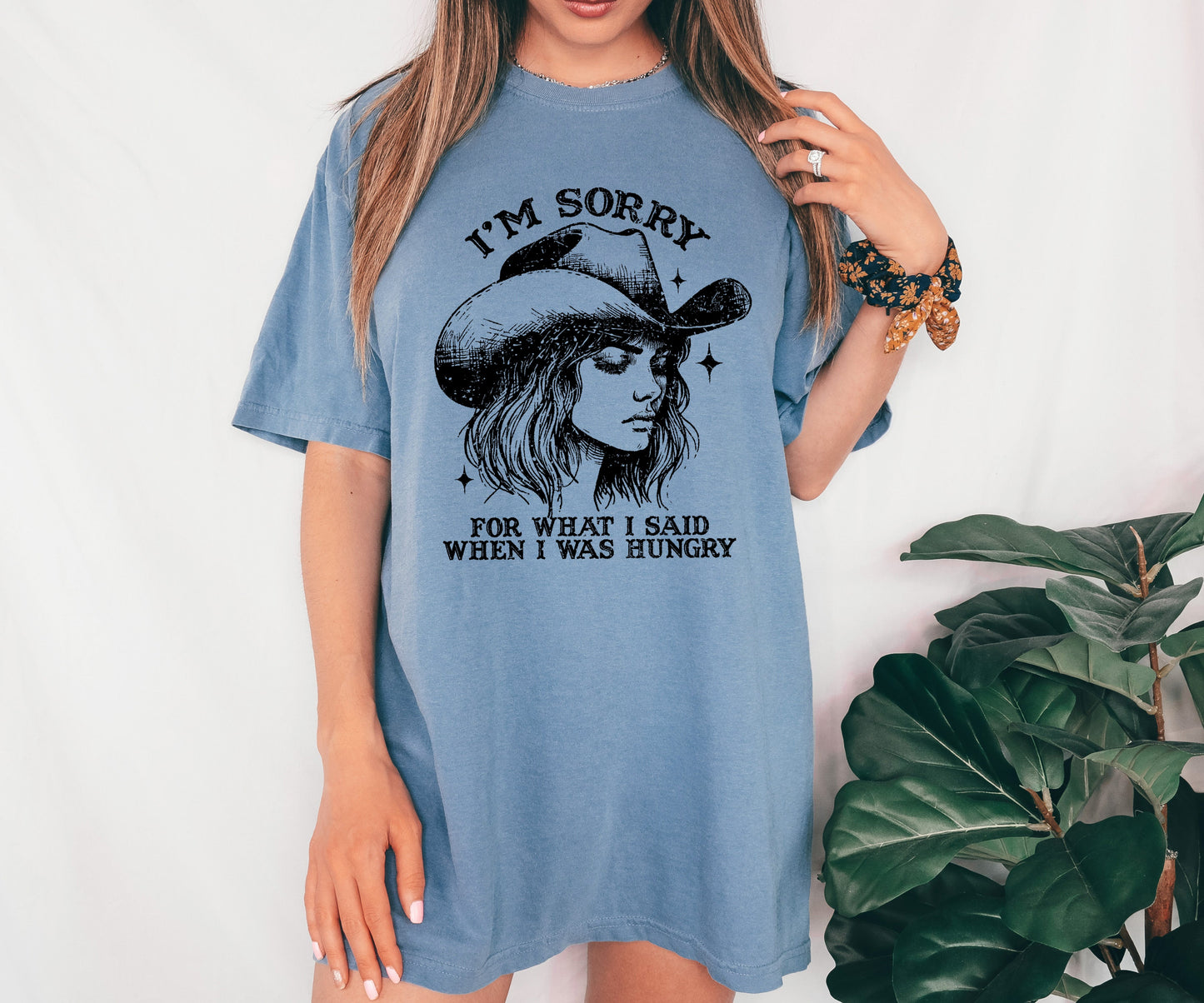 Sorry For What I Said When I Was Hungry, Cowgirl, Funny, Meme, Aesthetic, Sassy, Tshirt Comfort Colors T-Shirt