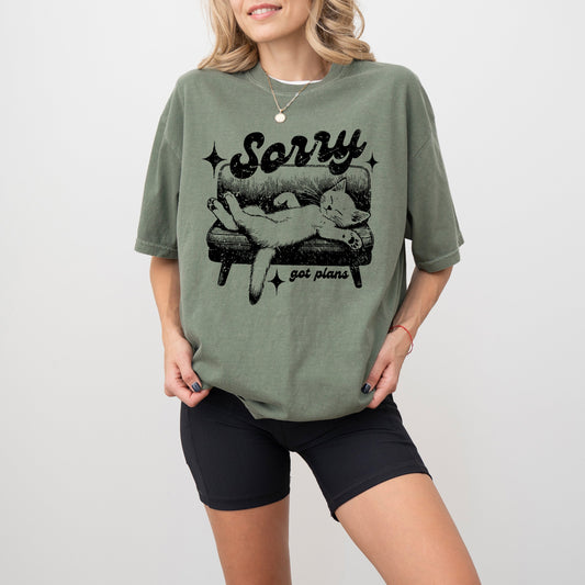 Sorry, Got Plans, Lazy Cat, Aesthetic, Funny, Meme, Tshirt Comfort Colors T-Shirt