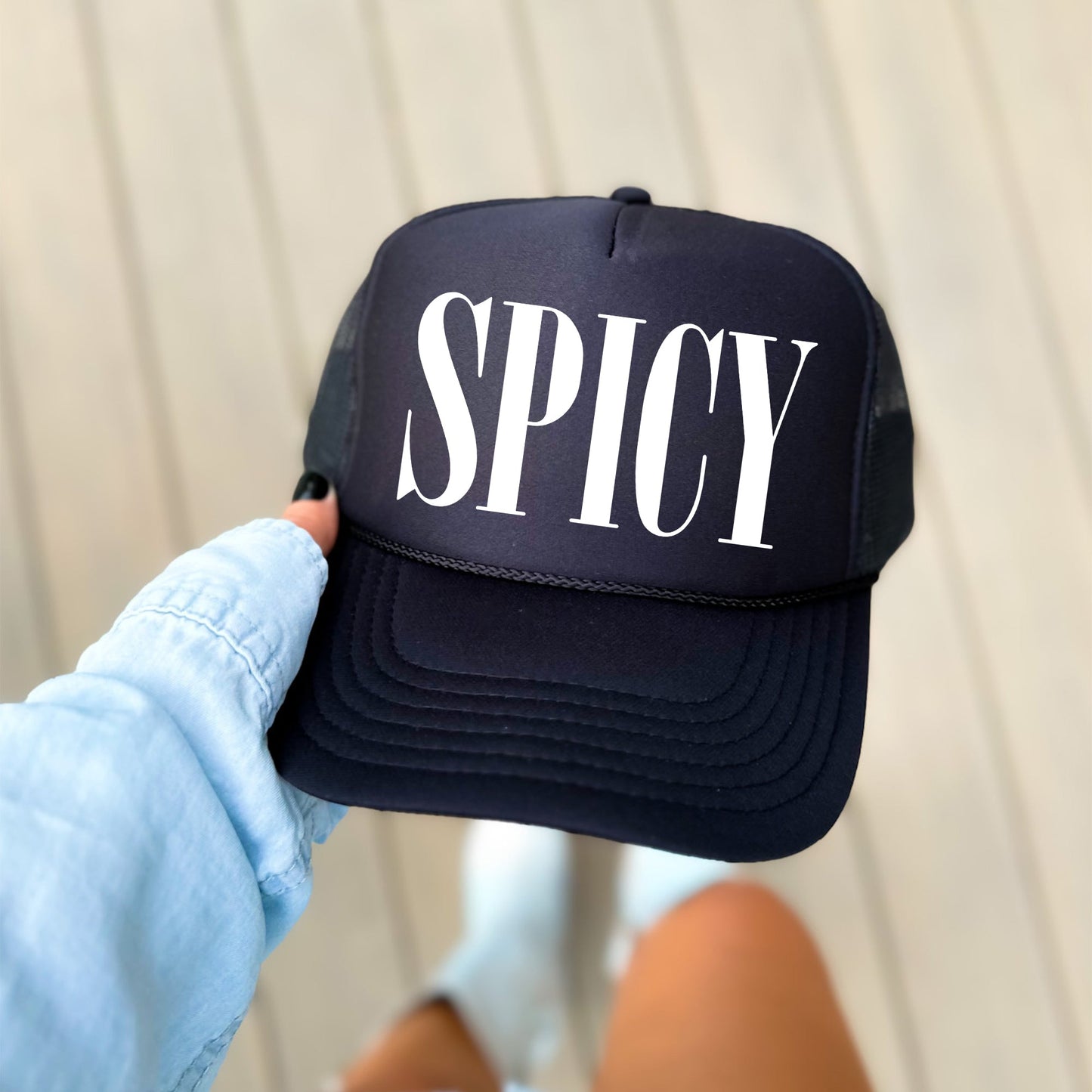 Spicy, Sassy, Funny, Black Snapback Trucker Hat