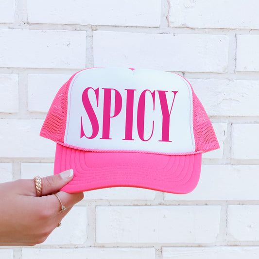 Spicy, Sassy, Funny, Bright Pink Snapback Trucker Hat
