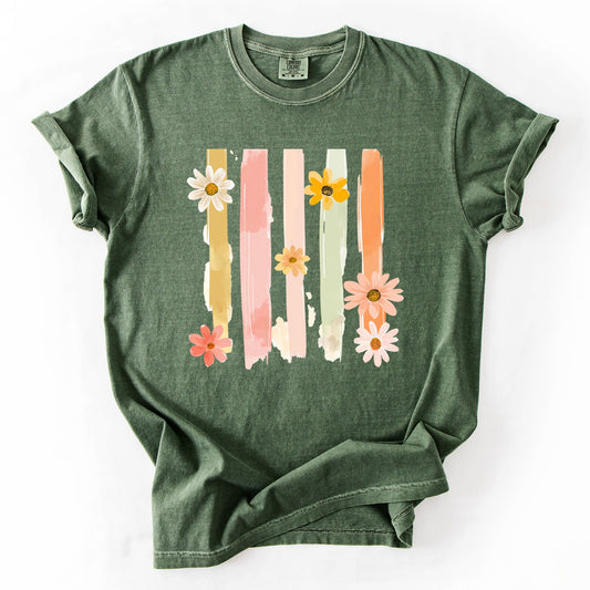 Spring Floral Brush Strokes, Pastel, Girly, Cute, Adorable Tshirt Comfort Colors T-Shirt