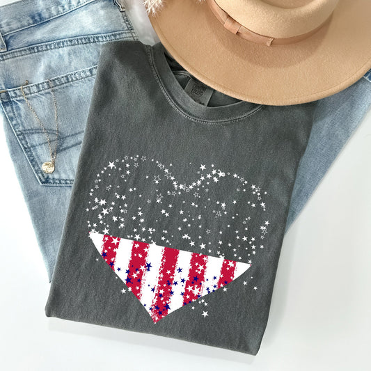 Star Hearts, Red White Blue, Patriotic, 4th of July Tshirt Comfort Colors T-Shirt