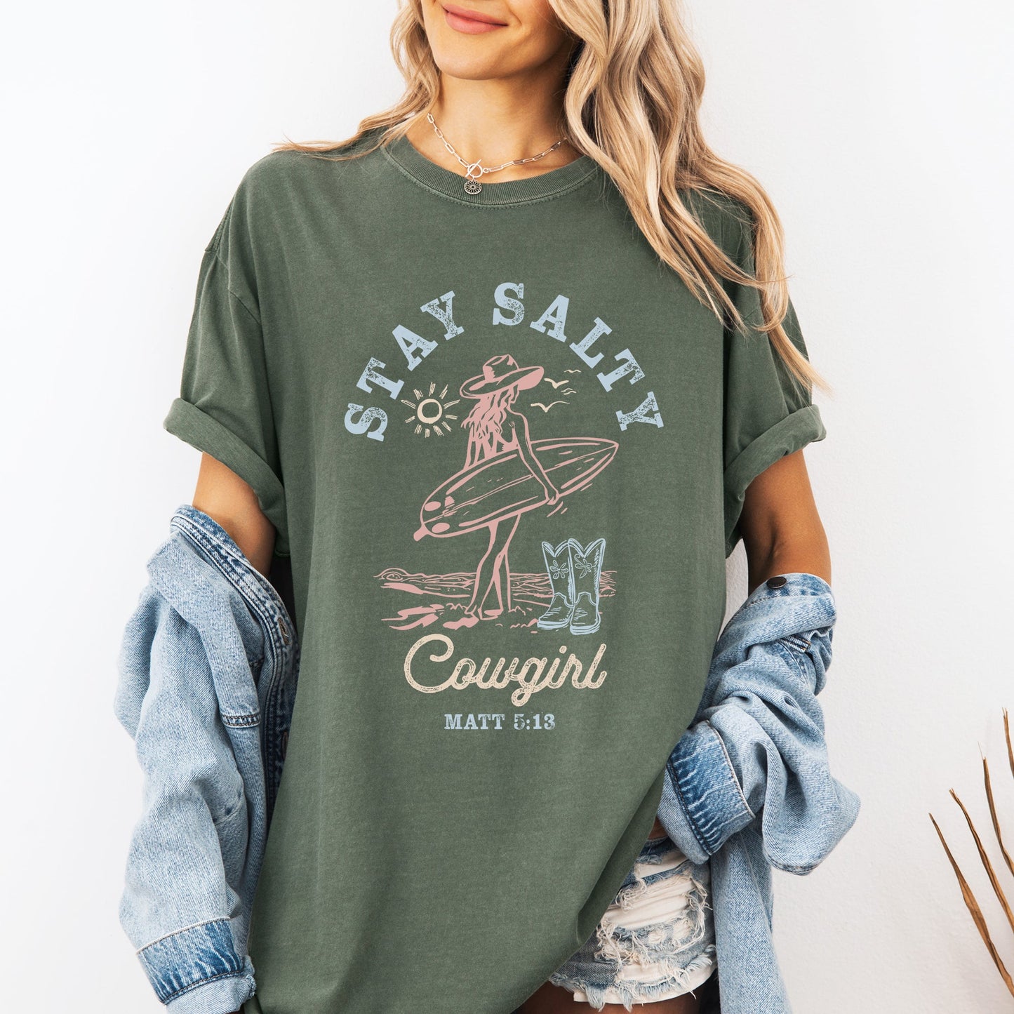 Stay Salty Cowgirl, Matthew, Faith, Religious, Gospel, Beach, Summer, Comfort Colors T-Shirt