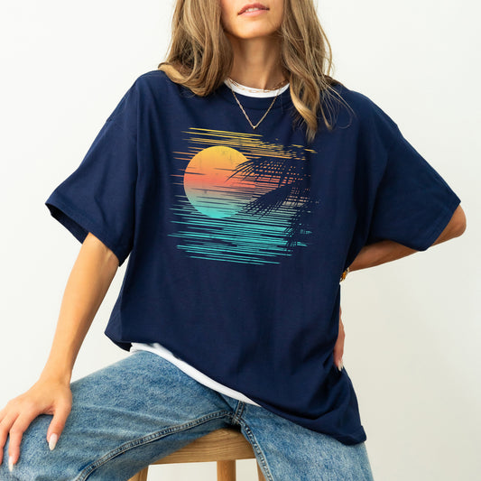 Summer Sunset, Beach Vibes, Palm Tree, Lined, Hot Girl Summer, Tshirt Comfort Colors T-Shirt