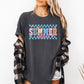 Summer Vibes, Checkered, Retro, Flowers, Floral, Comfort Colors T-Shirt