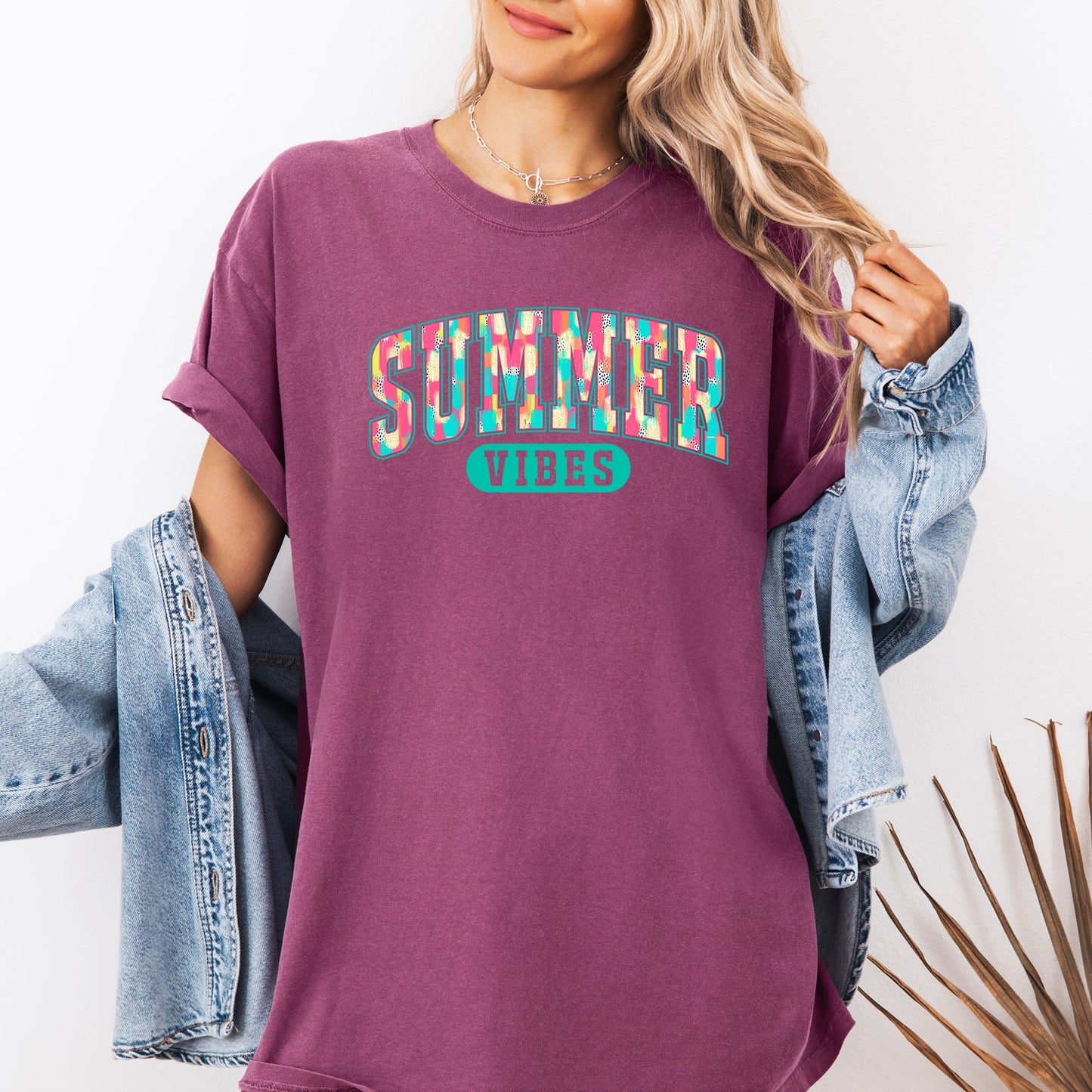 Summer Vibes, Varsity, Retro, Beach, Comfort Colors T-Shirt