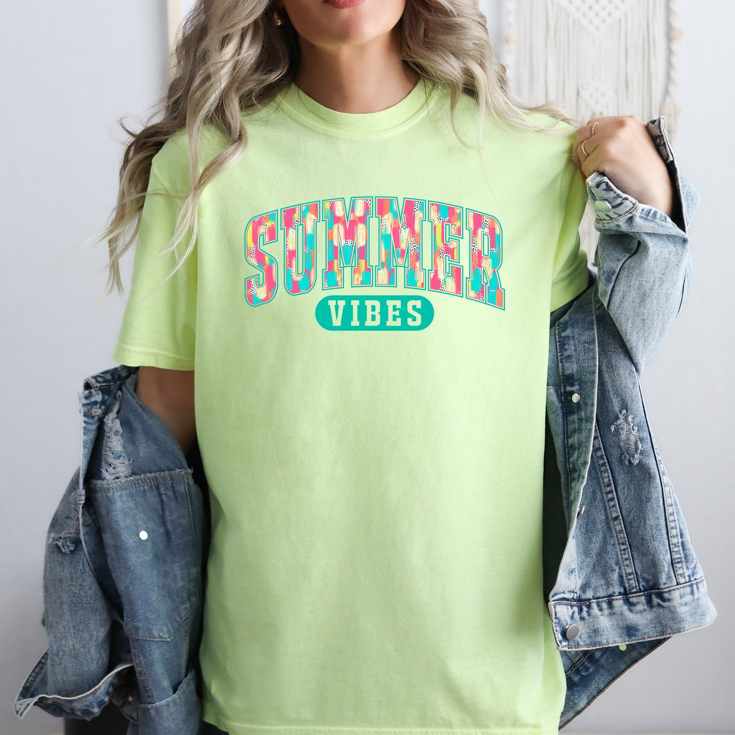 Summer Vibes, Varsity, Retro, Beach, Comfort Colors T-Shirt