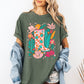 Summer, Retro Cowboy Boot, Cowgirl, Floral, Botanical, Comfort Colors T-Shirt