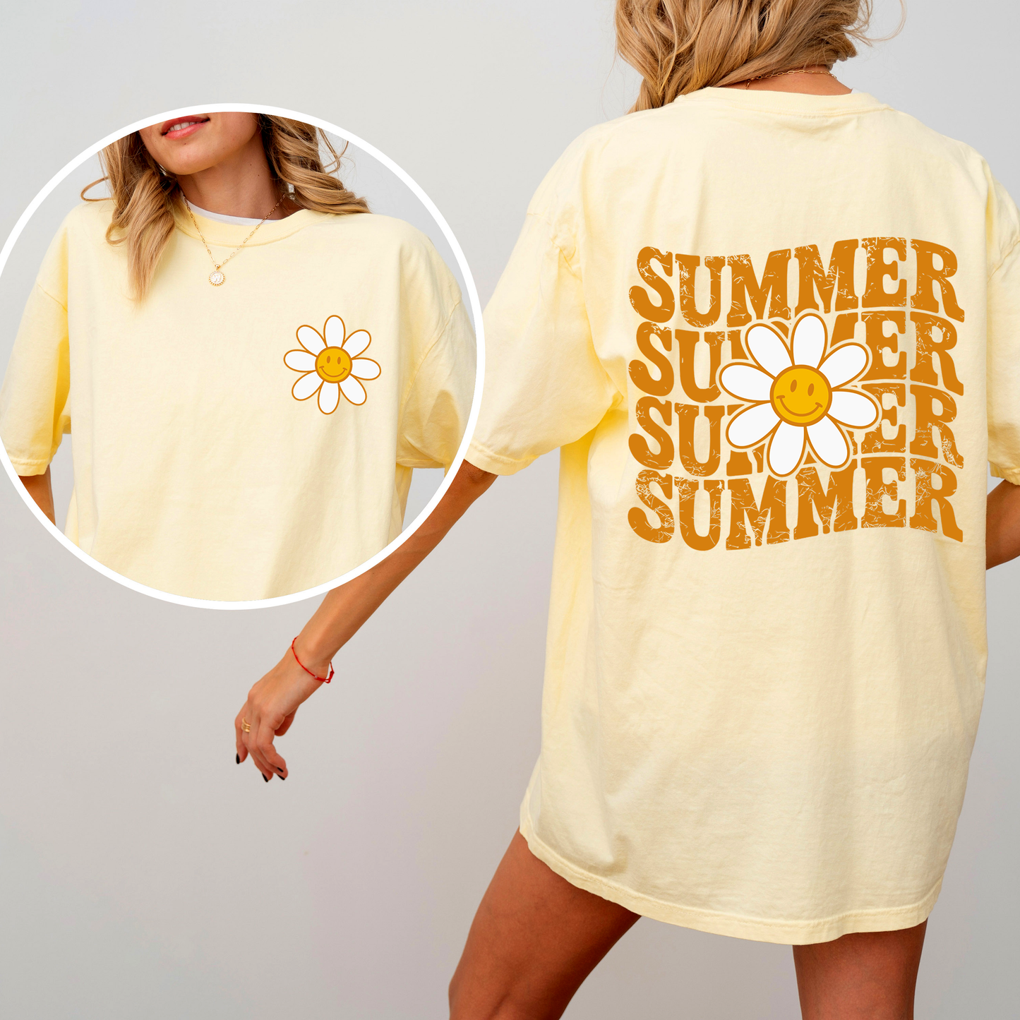 Summer, Retro, Smiley, Front and Back, Comfort Colors T-Shirt