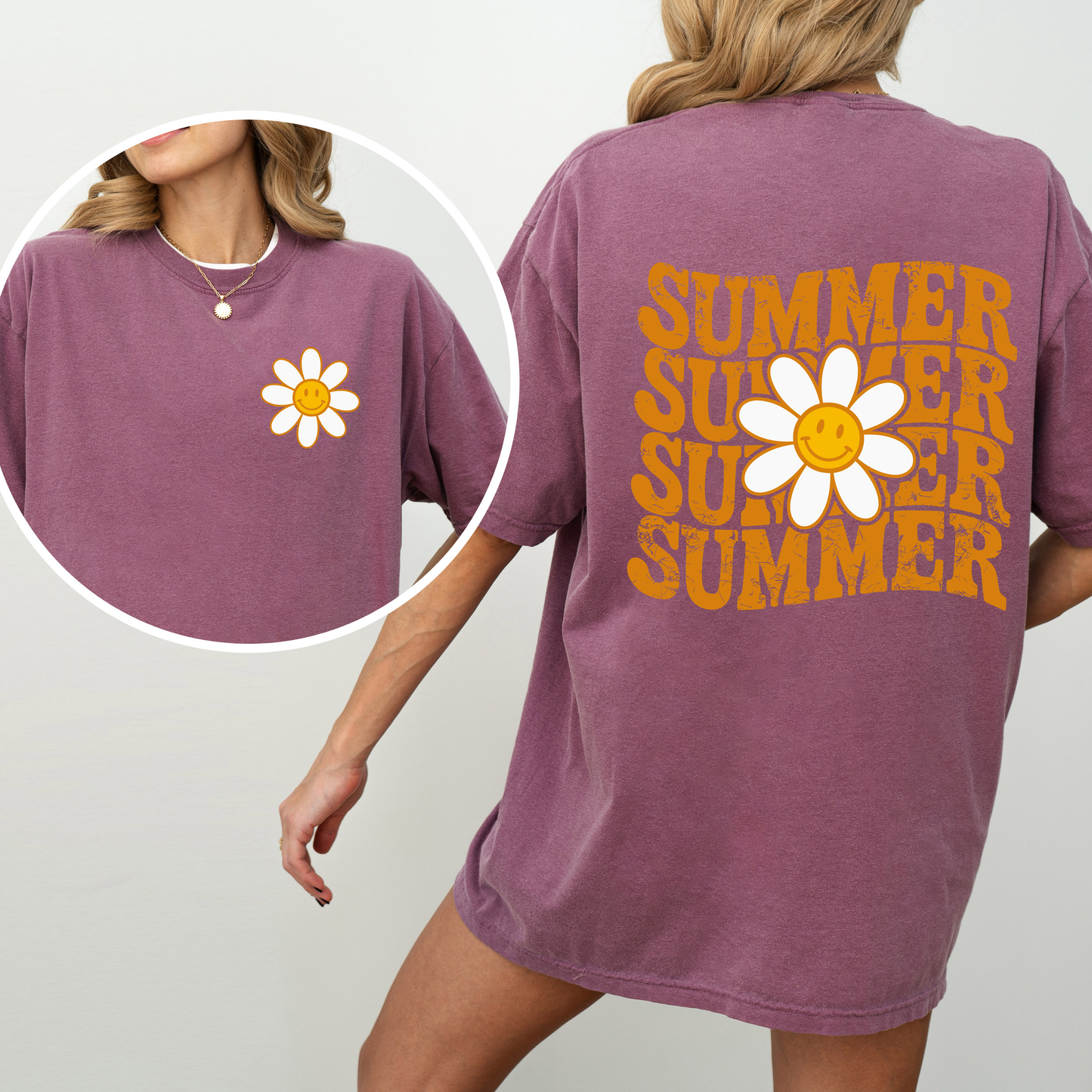 Summer, Retro, Smiley, Front and Back, Comfort Colors T-Shirt