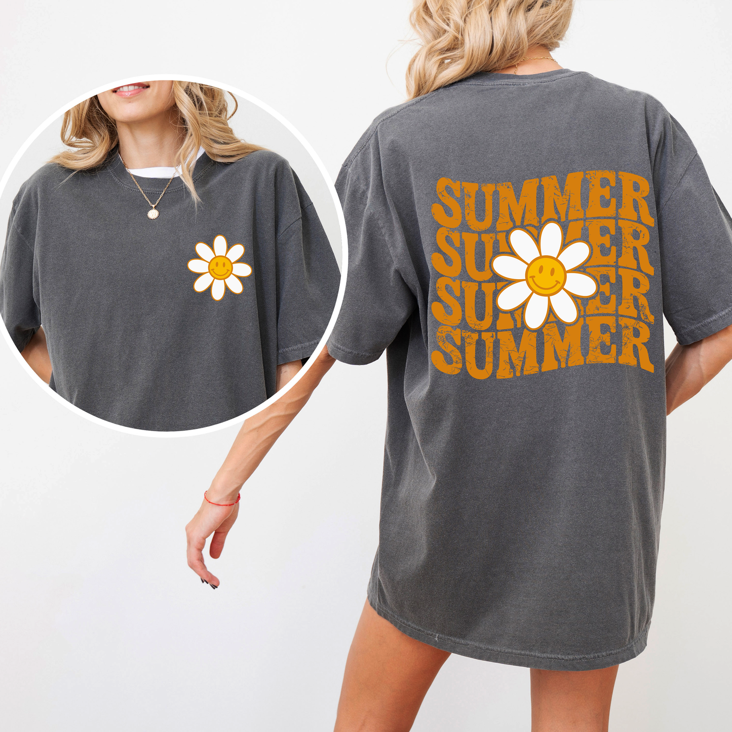 Summer, Retro, Smiley, Front and Back, Comfort Colors T-Shirt