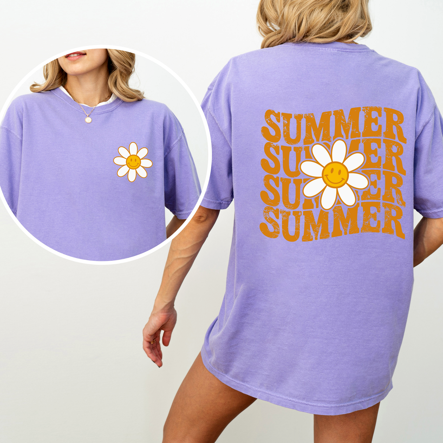 Summer, Retro, Smiley, Front and Back, Comfort Colors T-Shirt