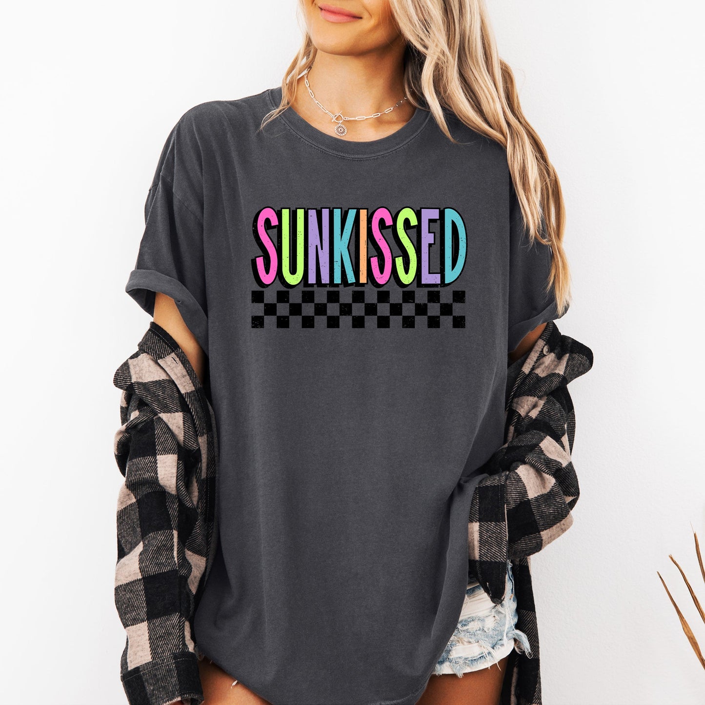 Sunkissed, Retro Checkered, Beach, Summer, Comfort Colors T-Shirt