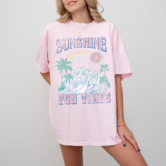 Sunshine Fun Times, Beach Vibes, Palm Tree, Summer Vacation, California, Hot Girl Summer, Tshirt Comfort Colors T-Shirt
