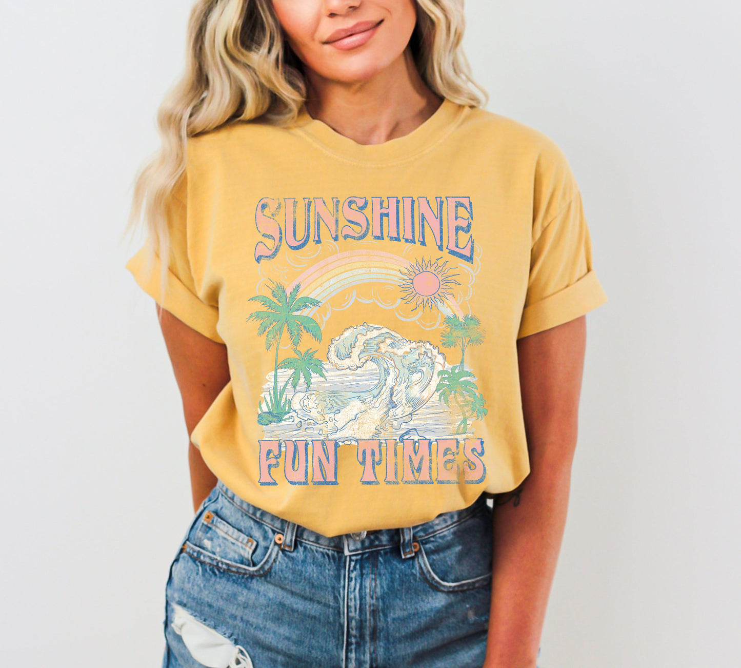 Sunshine Fun Times, Beach Vibes, Palm Tree, Summer Vacation, California, Hot Girl Summer, Tshirt Comfort Colors T-Shirt