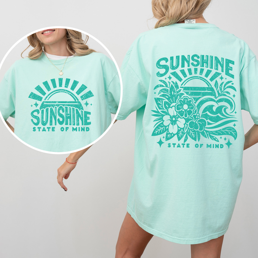Sunshine State of Mind, Retro, Front and Back, Retro Beach, Summer, Comfort Colors T-Shirt
