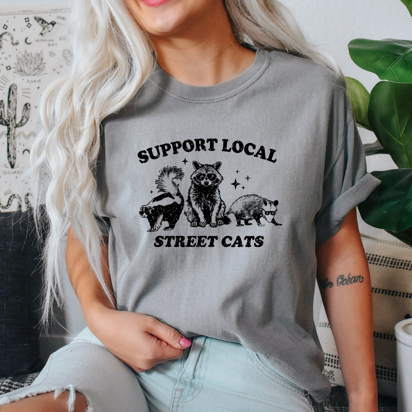 Support Local Street Cats, Raccoon, Skunk, Possum, Meme, Funny, Aesthetic, Comfort Colors Tshirt