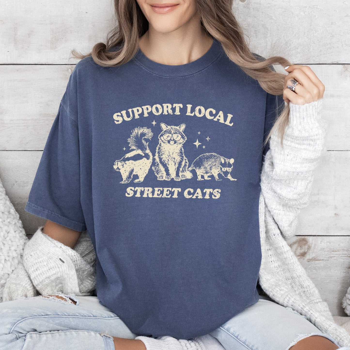 Support Local Street Cats, Raccoon, Skunk, Possum, Meme, Funny, Aesthetic, Comfort Colors Tshirt