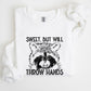 Sweet But Will Throw Hands, Raccoon, Funny, Aesthetic, Meme Sweatshirt