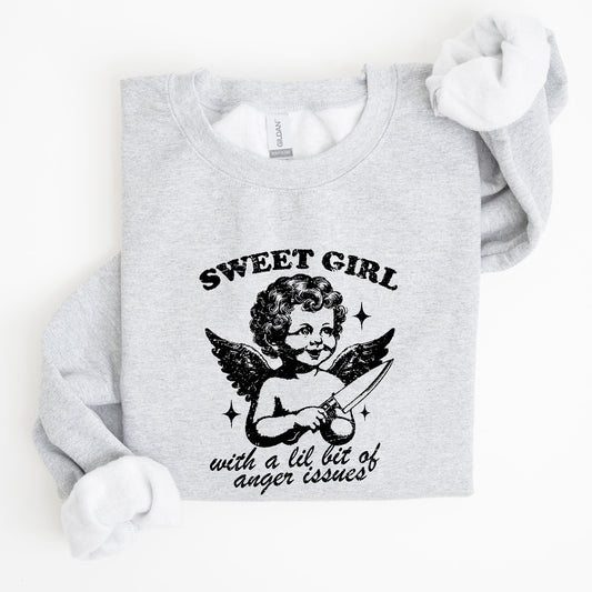 Sweet Girl, Anger Issues, Cupid, Angel, Meme, Aesthetic, Funny Sweatshirt