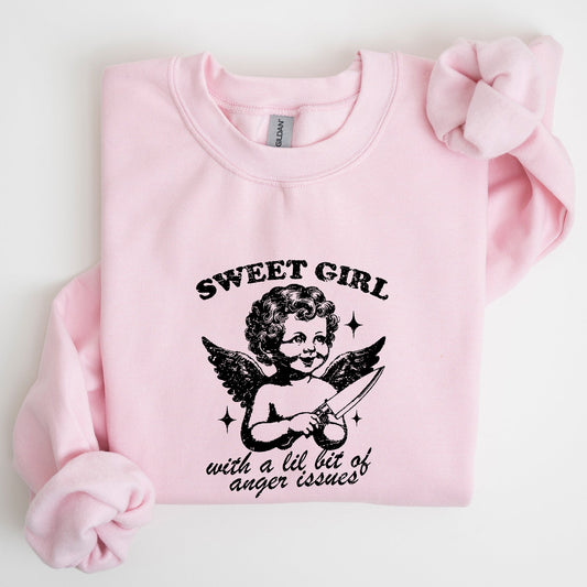 Sweet Girl, Anger Issues, Cupid, Angel, Meme, Aesthetic, Funny Sweatshirt