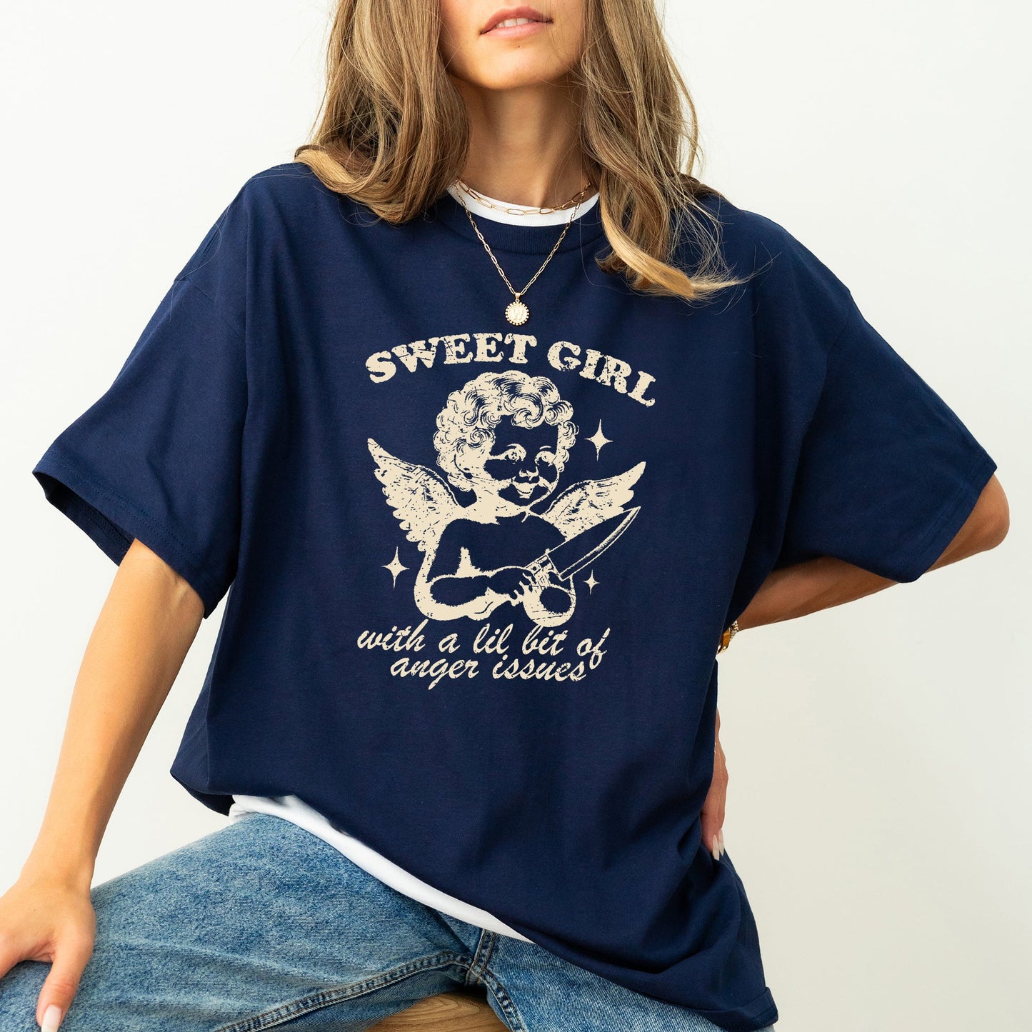 Sweet Girl, Anger Issues, Cupid, Angel, Meme, Aesthetic, Funny, Comfort Colors Tshirt
