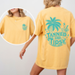 Tanned and Tipsy, Beach Fun, Drinking, Summer, Front and Back, Comfort Colors T-Shirt