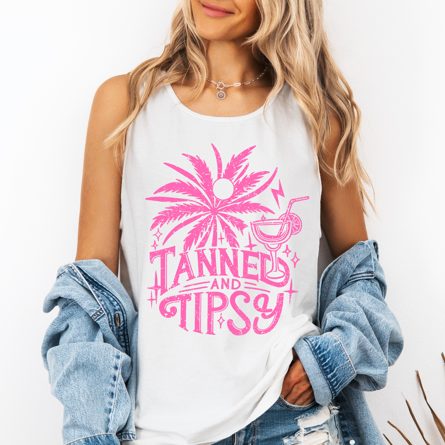 Tanned and Tipsy, Funny, Summer, Beach, Hot Girl Summer, Sunshine Comfort Colors Tank Top