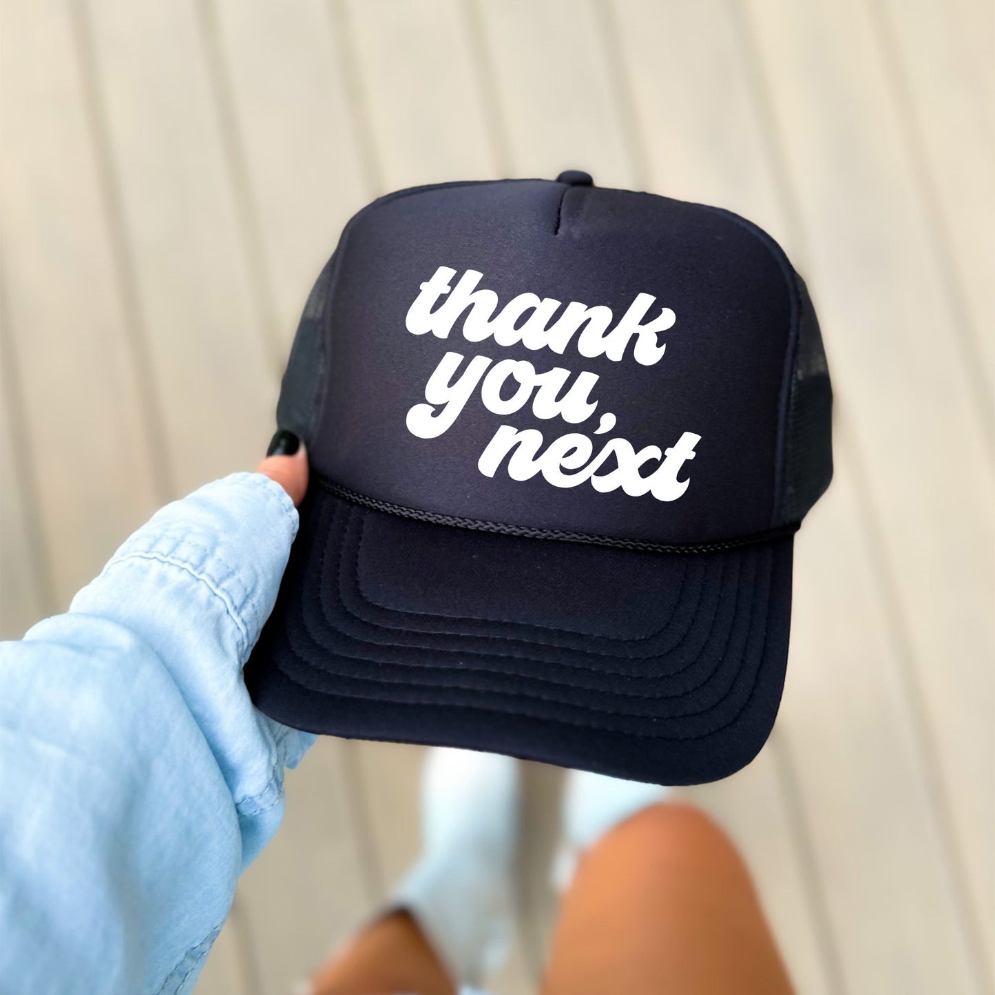 Thank You Next, Sassy, Funny, Black Snapback Trucker Hat